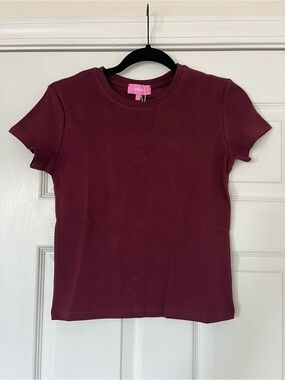 Edikted Short Sleeve Crew Tee in Deep Wine
